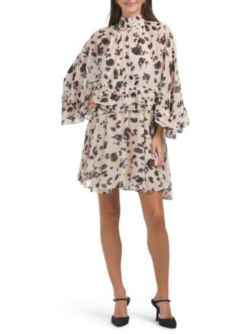 ALEXIA ADMOR Mock Neck Cape Style Mini Dress